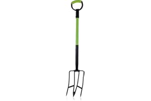 Grumpy Gardener Garden Fork - Ingenious Integral Blade Designed for Effortless Soil Breakup, Great Lawn Aeration and Landscaping - Lightweight Digging Fork with a Comfortable Grip