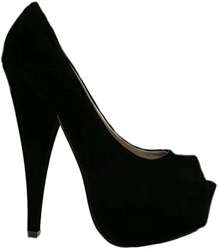 FrontCoverStyle 13 Black Suede Size 6 - NEW WOMENS LADIES PLATFORM PARTY PROM WEDDING BRIDAL WORK HIGH HEELS STILETTO COURT SHOES PUMPS