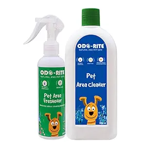 ODO-RITE Combo Pack Kennel Wash/Pet Floor Cleaner with Odour Neutralizer (500ml) with Pet Area Freshener Odour Remover (200ml), 2 Piece