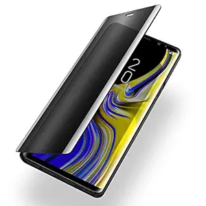 Cocklet Mirror flip Cover Samsung M21 2021 Edition |Kickstand Mobile Clear View Flip Cover Samsung M21 2021 Edition |Mirror flip Samsung M21 2021 Edition - (Black)