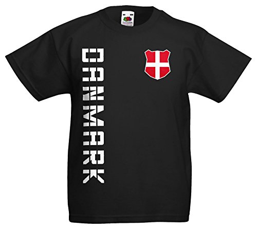 Dänemark Danmark Kinder EM 2016 T-Shirt Trikot Name Nummer (Schwarz, 116)