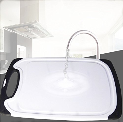 3-teilig Nonslip Schneidebrett Set Kunststoff, Spülmaschinenfest Küchenbrett Rutschfest Hygienisch, Anti-Rutsch-Schneidebretter und Deep Tropfwasser Groove Kitchen Boards Schnitzen, Saftrillen und rutschfeste Griffe - 7