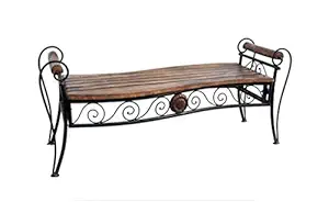 Shilpi Amazing Wrought Iron Foldable Seater/Wooden Folding Dewan/Long Bench for Garden