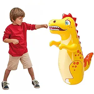 NHR Hit Me Inflated Toy for Kids Inflatable Dinosaur Toy Water Filled Base BOP for Toddlers PVC Punching Bag for Kids (Yellow)