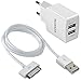 Produktbild Ladegerät Netzteil 2.1A + USB Ladekabel für iPhone 4 4S 3G 3GS Ipad Ipod Touch 1 2 3 4 Gen
