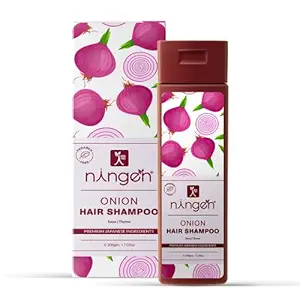 Ningen Onion Hair Shampoo I Contains Soya and Thyme I Dermatologically Tested, Paraben Free I Helps Reduce Hair Fall & Dandruff, Promotes Hair Growth I 200g,Off White