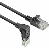 ACT CAT6A Network Cable Angled 90&deg; Down U/UTP LSZH LAN Cable Slim 1/8" Slimline Ethernet Cable with RJ45 Connector, 5 Meters,