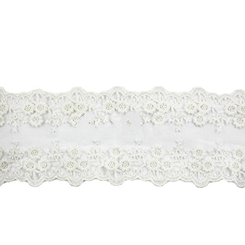 Yalulu 5 Yards Spitzenbordüre Vintage Band Handwerk Farbband mit Weisse Spitzen für Handwerk Hochzeit Haus Dekor - 3