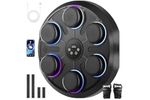 CARZIYER Máquina de Boxeo Musical Bluetooth Inteligente – Diana de Boxeo de Pared con Luces RGB, Medidor Automático, 9 Modos de Ritmo, Guantes de Boxeo Incluidos, Adecuado para Deporte Hogar y Entrenamiento