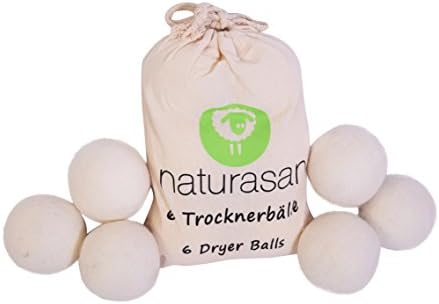 Naturasan 6 pcs XXL Wool-Balls, Tumble Dryer , Dryer-Balls, Natural Fabric Softener without Chemicals. Ideal for Down Jackets, Super Large Felt-Balls for Tumble Dryer Balls