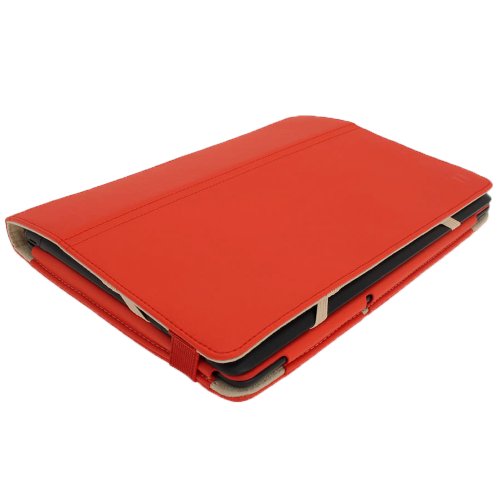 igadgitz ‚Portfolio‘ Rot PU Leder Tasche Schutzhülle Hülle Ledertasche Lederetui Etui Case für Asus Eee Pad Transformer & Keyboard Dock TF300 TF300T TF300TG & TF300TL 10.1″ Android Tablet - 7