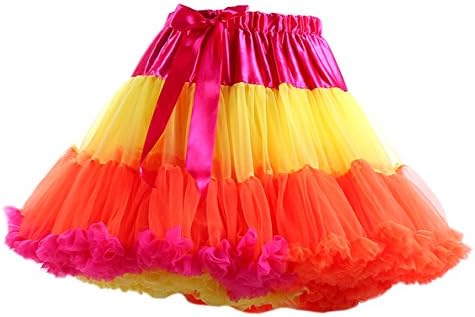 HoneystoreWomen's 3-Layered Tutu Dance Petticoat Pleated Mini Skirt, 16" Length