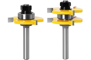 Mesee 8mm Queue Routeur à Rainure, Jeu de 2 Fraises à Rainurer Routeur Bits Outils de Menuiserie Fraise de Rainure en T à 3 Dents pour Travail Coupe du Bois
