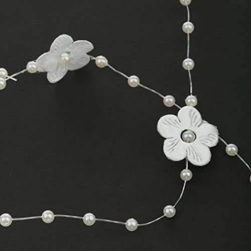 5m Satinblume Handgemachte Perle Perlkette Angelschnur Trimmen DIY Dekor Beige - 5