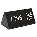 Produktbild Mucjun Holz LED Digitaler Analoge Wecker Reisewecker Tischuhren mit Uhrzeit/Datum/Temperatur/Feuchtigkeit/Sound-Kontrolle und 3 Einstellbare Helligkeit, Modern Holz Tischuhr mit 3 Weckzeiten (Schwarz)