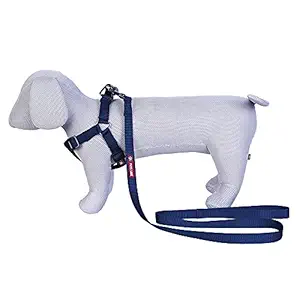 Pets Like Polyester V Harness with Leash Set Navy Blue (Medium)
