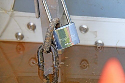 STANLEY Solid Brass Chrome plated Vorhangschloss 40mm mit hohem Bügel, 3 Schlüssel,S742-016, Schloss, Bügelschloss - 4