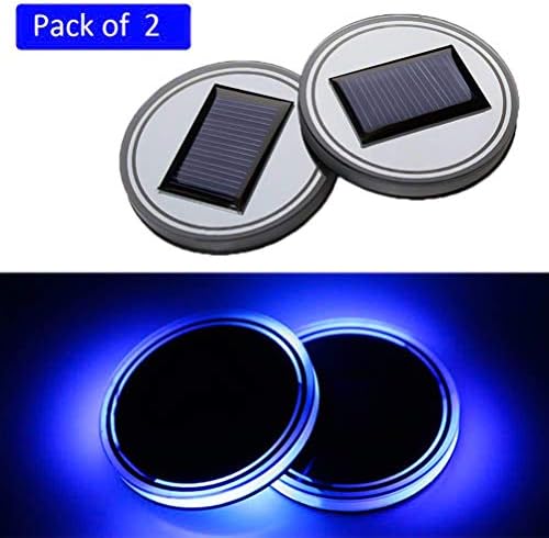 Luckhome Solar Car Light LED Water Coaster, Solar Cup Pad Car Accessories LED Light Cover Interior Decoration Lights