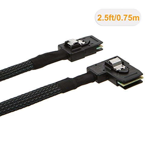 cablecreation Internes Mini SAS (SFF-8087) 36polig rechten Winkel männlich auf Internes Mini SAS (SFF-8087) 36polig Kabel, Stecker auf Stecker, 0,75 Meter - 2