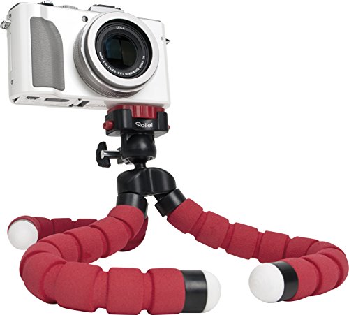 Rollei Monkey Pod - Treppiede da Tavolo Compatto e Flessibile, compatibile con DSLM, Fotocamere compatte, Actioncamera, Macchine a 360Â° e Smartphones, incl. Testa a sfera per rotazione a 360Â° - Rosso