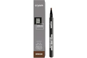 Cryom - Feutre à barbe Trident, combleur et densificateur de barbe, maquillage semi permanent pour hommes, sèche instantanément, tenue 24H. N°03 : CHÂTAIN CLAIR