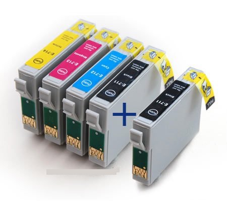 UCI 5x T0715 (T0711, T0712, T0713, T0714) Cartouches d'encre compatible avec Epson Stylus & Stylus Office Imprimantes