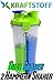 Produktbild KRAFTSTOFF - DUAL SHAKER, 2 Kammern Shaker, Eiweiß SHAKER FÜR 2 RATIONEN / ZWEI SHAKER IN EINEM - 700 ml - 350 ml pro Seite / Protein Shaker für Damen und Herren / Der perfekte Fitness Shaker, Ideal als Smoothie Trinkbecher, Eiweiss Shaker, Shaker Flasche