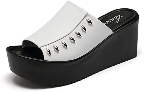 HAIZHEN House Slippers 8.5cm Female summer Super high slippers Outside wear Fashion sandals Thick bottom sandals(White /Black) for Women and Men ( Color : White , Size : EU36/UK3.5/CN35 )