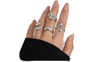 FloralGrace 4 Stück Ring Set Silber Damen, Silber Stapelbare Statement Ringe, Einstellbare Ringe Für Verlobung, Schicke Silberringe Für Damen Elegant Und Zeitlos