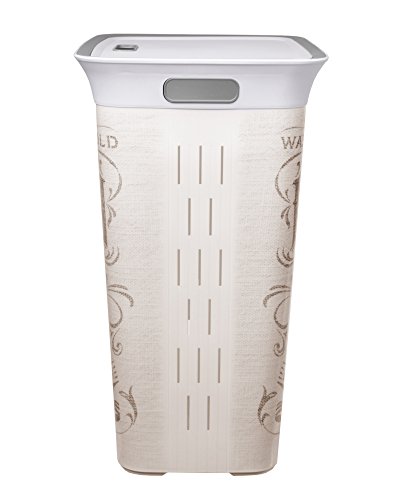 Wäschetruhe Set Wäschekorb Wäschepuff mit Belüftung Moda Vintage 60 Liter mit Deckel + 45 Liter Wäschesammler mit 4 Griffen - 4