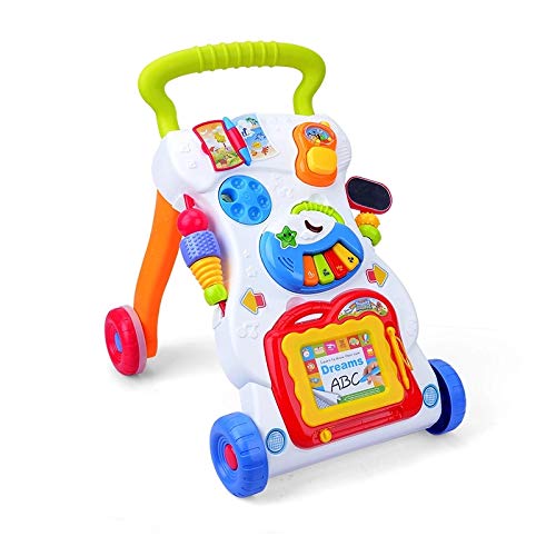 ASUMAN First Steps Baby Walker - Infant Development Crawl Toy Multiple Pattern, Music Piano, Stand & Walk, Sit-to-Stand Learning Toy