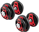 Praktisches Set ✓ Das Kurzhantel-Set besteht aus 4 x 1,25 kg und 4 x 2,5 kg Hantelscheiben mit zwei verchromten, gerändelten 35 cm Kurzhantelstangen und den passenden Sternverschlüssen.