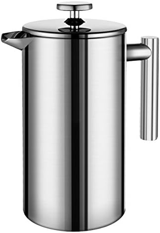 Honsdom Double Wall Stainless Steel French Press Coffee Maker with Additional Replacement Filter Screens (350ML)