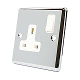 plug socket Enchufe de 13 A único. Aet SOC1GCCWH - 1 módulo 13 de un solo enchufe de cromo pulido clásica zócalo con el interruptor basculante de plástico inserto blanco