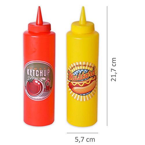 Ketchup- & Senfflasche Ketchupflasche Dosierflasche Saucenflasche im „AMERICAN-DINER“-Style im 2er-SET - 2