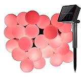 Guirlande Lumineuses Exterieur,KINGCOO 7m 50 LEDs Guirlande Lumineuses Boules Etanche,Guinguette Lumières LED Féériques Etoilées Eclairage Décoration pour Intérieur Extérieur Jardin Maison Fête Noël Soirée Mariage Halloween (Rouge)