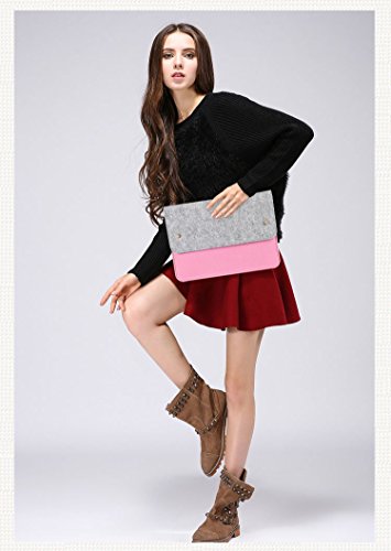 YESSBON 13,3 Zoll Macbook Air/Pro Retina Schönem Filz Sleeve Filztasche Hülle Ultrabook Laptop Tasche Notebook-Taschen Speziell für 13,3 Apple Macbook Pro Retina und Macbook Air Zoll entworfen (Grau Pinke) - 7