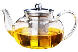 GOLDBEARUK Glass Teapot with Stainless Steel Infuser Large Size - Herbal Teapot 800ml