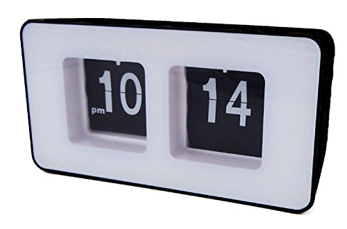 Flip Clock Klappzahlenuhr Retro Nostalgie Design Uhr XXL Anzeige Farbwahl (Schwarz)