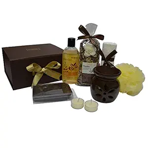 BodyHerbals Vanilla Bath and Body Valentine Spa Gift Set for Men & Women (Shower gel, Towel, Spa accessory) Gifting Idea for all Occasion Skin Care Set & Kits