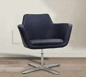 Lakdi Black Cushioned Lounge Armchair with 4 Star Base Chrome Legs - Ideal for Home, Office and Outdoor MFN(134327_5)