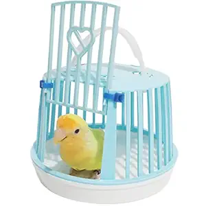 Portable Bird Cage, Hand Held Birdcage for Small Birds, Lightweight and Breathable Bird Carrier for Outdoor and Travel Use, Parrot Birdcage with Handle and Door for Lovebird/Mannikin/Pacific Parrot