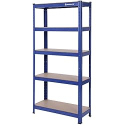 SONGMICS 150 x 75 x 30 cm, Étagère de Rangement, Charge Lourde, en Acier, Résistant, Clipsable, 5 Niveaux, Tablette en MDF, Capacité de 650 kg. Garage GLR30Q