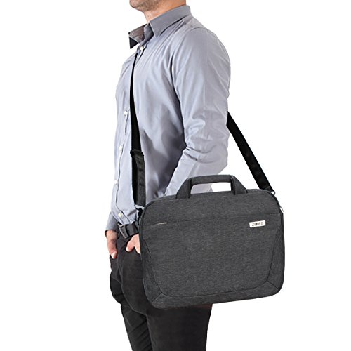 Zikee 39,6 cm (15,6 Zoll) wasserfeste und 360° stoßfeste Messenger-Bag als Schutz für Ihren Laptop/Notebook mit Handgriff und Schultergurt für Schule, Studium, Reisen und im Büro und für geschäftliche Nutzung (Grau) - 6