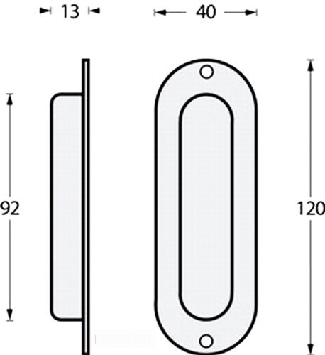 Edelstahl Schiebetürmuschel 35440 OVAL Einlassmuschel - 2