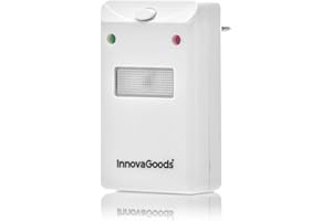 InnovaGoods® Repelente ultrasonico, ahuyentador de ratas y cucarachas sin olores ni productos químico, Alcance aprox.180 m². Aleja cucarachas, hormigas, arañas, termitas, polillas, ratas, ratones.