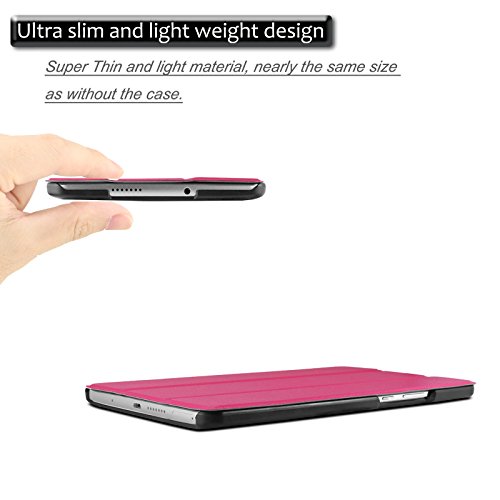 Huawei MediaPad M3 8.4 Hülle, Infiland Ultra Dünn Tri-Fold Smart-Muschel PU Leder Ultra Schlank Superleicht Ständer Smart Shell Cover Schutzhülle Etui Tasche für Huawei MediaPad M3 8.4 Tablet-PC (mit Auto Schlaf / Wach Funktion)(Magenta) - 5
