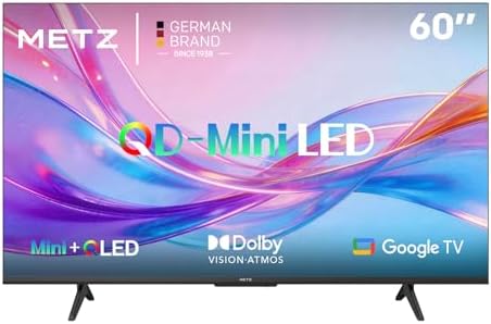 Metz 60 Pollici QD-MiniLED Smart TV con Google TV Full Array Local Dimming QLED Dolby Atmos Dolby Vision MEMC HDR 10+ UHD DVB-T/T2/C/S/S2 HEVC Main10 CI+ (MNH7000Z)