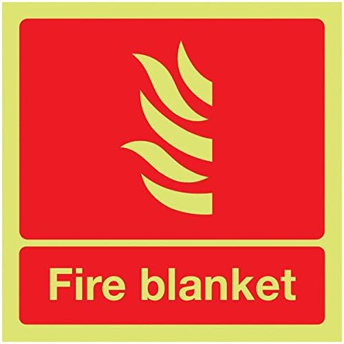 Signs and Labels AMZFR067BRPH "Fire Blanket Use for Smothering" Fire Safety Sign, Nite Glo 1.2 mm Rigid Polypropylene, 100 mm Length x 100 mm Width