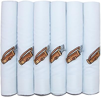 Selini Women's Golf Bag &amp; Clubs Embroidered Cotton Handkerchief Set (Pack of 6), White